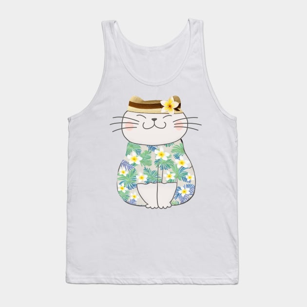 Cute Cat in Hawaiian Shirt Tank Top by Glitteringworld